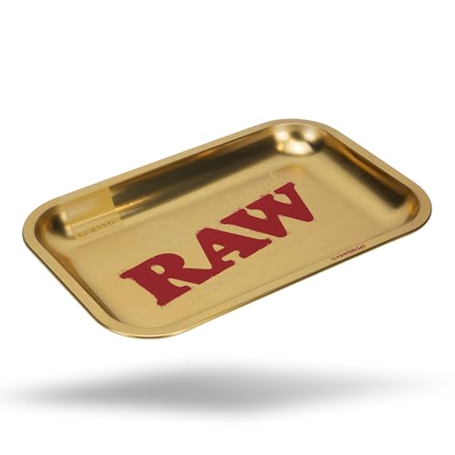 RAW Ethereal Small Rolling Tray – Elegant and Sleek Cigarette Rolling Tray - Limited Edition Gold Finish – 11” x 7” - Image 3