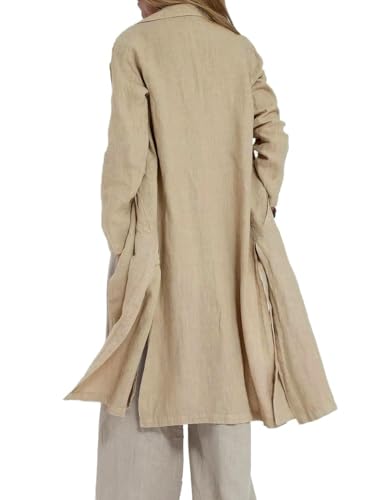 IDEALSANXUN Womens Long Linen Blazer Jackets Casual Lightweight Trench Coat2