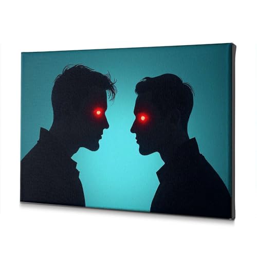Tableau deux silhouettes pour salle de bain moderne creation ambiance mystique nocturne
