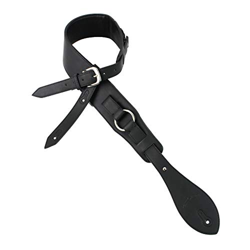 Walker And Williams G-815 Sangle de harnais rembourrée avec dos en cuir Noir ardoise - Les Beatles, Paul McCartney, John Lennon, RIngo Starr, George Harrison Walker And Williams G-815 Sangle de harnais rembourrée avec dos en cuir Noir ardoise