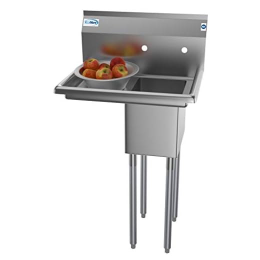 KoolMore 1 Compartment Stainless Steel NSF Commercial Kitchen Prep & Utility Sink with Drainboard - Bowl Size 10" x 14" x 10", Silver, SA101410-12L3