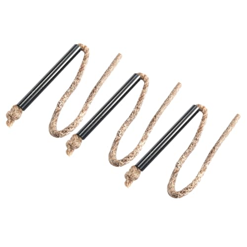 3 Pieces Fire Tinder Rope Tinder Fire Starter Rope Survival Wick Hemp Cord Tinder Waterproof Tinder Wick Rope with Metal Round Tube Sleeve for Camping Hiking Trekking(Black, 35cm)