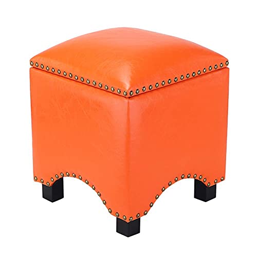Repose-pieds coffre orange pour optimiser le rangement des petits espaces