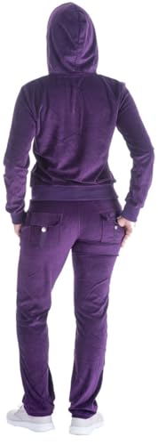 Image of LeeHanTon Womens Jogging Suits Sets Running Velour Outfit Zipper Warm Up 2 Pieces Hoodie and Pant Tracksuit