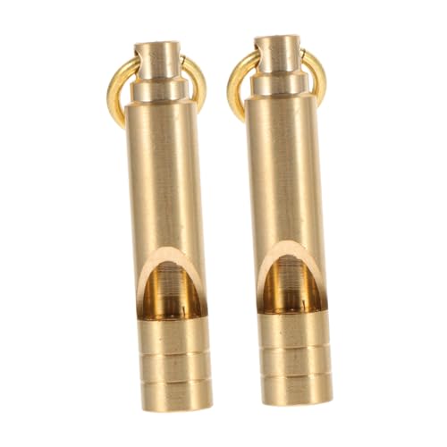 BESTonZON 2Pcs Retro Brass Outdoor Whistle High Pitch Whistle Keychain for Lifeguard Backpack Camping Emergency Use Durable and Loud Sound
