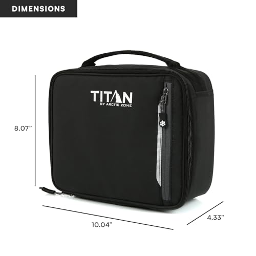 Image of Titan by Arctic Zone Fridge Cold Lunch Box with 2 Gel Ice Packs, Small Insulated Cooler Bag with Leak Proof Lining for School and Work, Black Ice