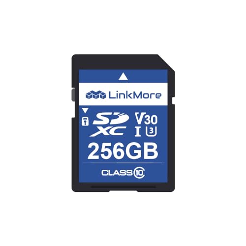 LinkMore 256 Go Carte SD Appareil Photo, Carte SDXC XV13, UHS-I, U3, V30, Classe 10, Carte Memoire Appareil Photo, Vitesse de Lecture Jusqu'à 98 Mo/s,...