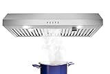 SNDOAS Under Cabinet Range Hood 30 inch with 3 Way Venting,Stainless Steel Range Hood 700 CFM,Under Cabinet Hood Ductless Convertible Duct,Kitchen Vent Hood 30 inch,Baffle Filters,LED Lights