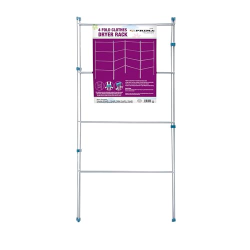 4 Fold Clothes Airer Laundry Drying Rack - Indoor & Outdoor Use | Concertina Dryer Horse Baby Kids Patio | Flat Foldable Towel Washing Line, Non Slip Feet, Space Saving | H 110 X W 207 Cm