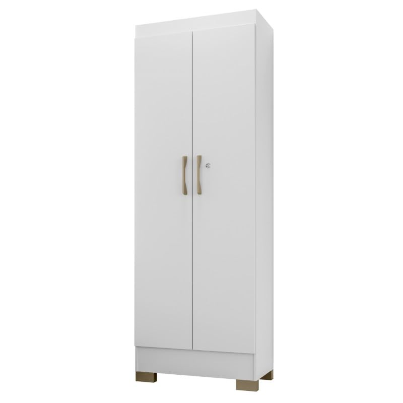 ACTUAL DIFFUSION Luna Armoire Multifonctions Blanche 2 Portes 5 Niches L 63 H 180 P 35 cm
