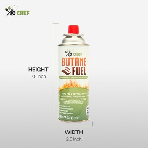 Jo Chef Butane Fuel Canister, 8 oz Butane Cylinder - Pure Refined Gas for Camping Stove or Creme Brulee Blow Torch, 56 Cans