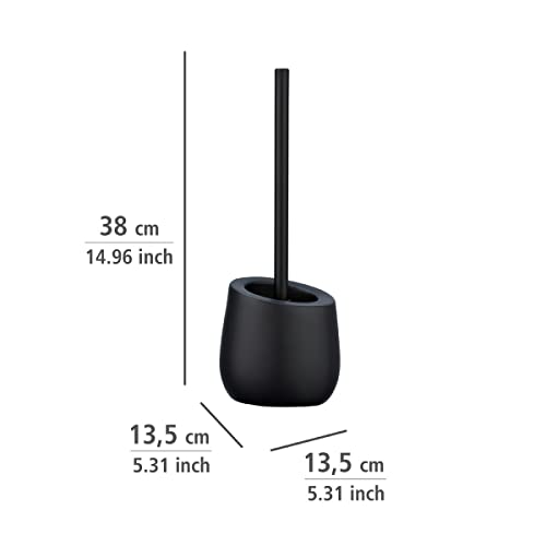 WENKO WC-Garnitur Mod. Badi Elegante Schwarze Keramik Matte Oberfläche inklusive Silikon WC-Bürste mit Antihaft Wirkung Maße 40 x 20 x 10 cm