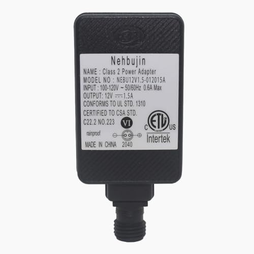 12V 1.5A Class 2 Power Supply, IP44 LED Transformer Replacement Yard Inflatable Adapter for String Light, Inflatable Decorations (12V1.5A 1PCS)