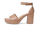 Naturalizer Women's Pearlyn Platform Sandal Heeled, Taupe Leather, 6.5 Wide