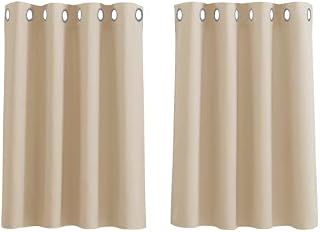 PONY DANCE Window Curtains for Kitchen Eyelet Block Out Curtains Short for Full Shades Window Treatment for Night Shifts Good Sleep/Nap, W 52 x L 36 in, 2 Pieces, Biscotti Beige