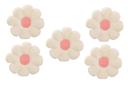 Image of AVS Sunflower Shaped Decorative Cute Preppy Throw Pillows Floor Cushion for Aesthetic Decor Pack of 5 (35CM, White /Pink)