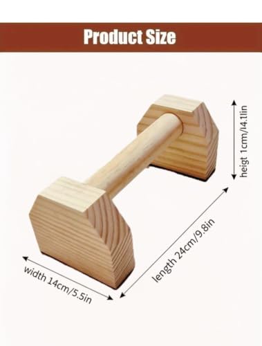 Image of Wooden Push Up Bars for Calisthenics & Handstand Training | Heavy Duty Pine Wood Parallettes for Home Gym Workout | Non-Slip Pushup Handles Set of 2