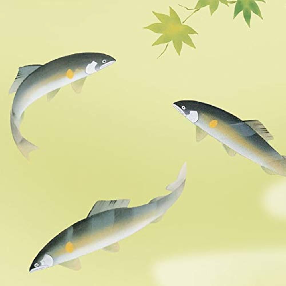 Amazon | 額絵 日本画 花鳥画 夏飾り 楓に鮎 F4 長江桂舟 （G4