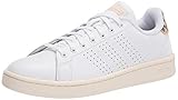 adidas Women's Advantage Sneaker, White/White/Gold Metallic, 10