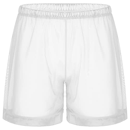 Men's Mesh See-Through Loose Fit Boxer Shorts Stretch Underwear Summer Beachwear