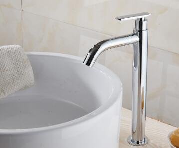 Tuqiu Basin Faucet Single Cold Bathroom Faucet Basin Mixer Bathroom Sink Faucet Tall Chrome Brass Faucet for Cold Water