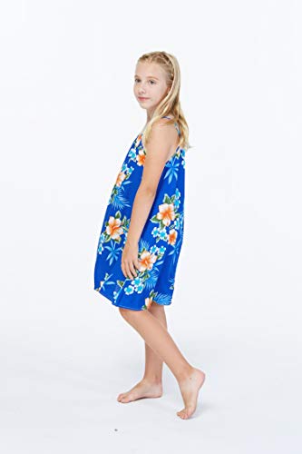 Image of Matchable Family Hawaiian Luau Men Women Girl Boy Clothes in Hibiscus Blue