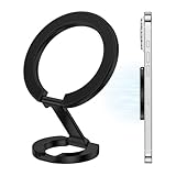 ChrisPow スマホリング 両面マグネット MagSafeスタンド【薄型+超强磁力+折り畳み式+360度回転+横/縦置き+角度調整+ワイヤレス充電対応】冷蔵庫 ジム 壁掛け 携帯リング マグセーフリング 磁石 マグネットリング バンカーリング スマホスタンド スマホホルダー 携帯スタンド 落下防止 片手操作 簡単着脱 iPhone 12-17 Android全機種対応 ブラック