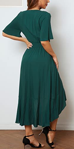 Image of Kormei Womens Short Sleeve Floral Maxi Dress High Low V-Neck Flowy Party Long Dresses