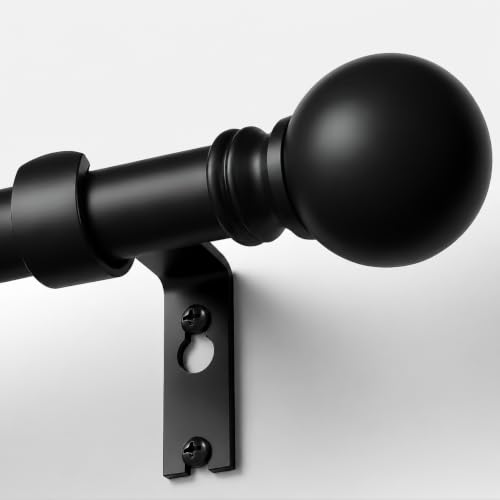 Black Curtain Rods for Windows 72 to 144 Inch 1' Diameter Heavy Duty Metal