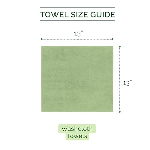 Image of Elegant Comfort 100% Turkish Cotton Corduroy Ribbed Luxury Washcloths 6 Pack Soft 13 x 13 Inch - Higly Absorbent, Durable, Quick Dry, Spa Premium Hotel Quality for Bathroom or Travel, Sage