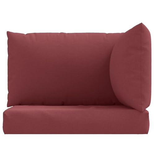 Coussin de palette bordeaux (lot de 3) avec mousse et housse en polyester doux - 4
