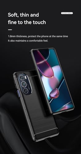 Image of NPRC Hybrid Ultra Slim Protective Case TPU Non-Slip Carbon Fiber Texture Shockproof Case Cover for Moto Edge 30 Pro - Black