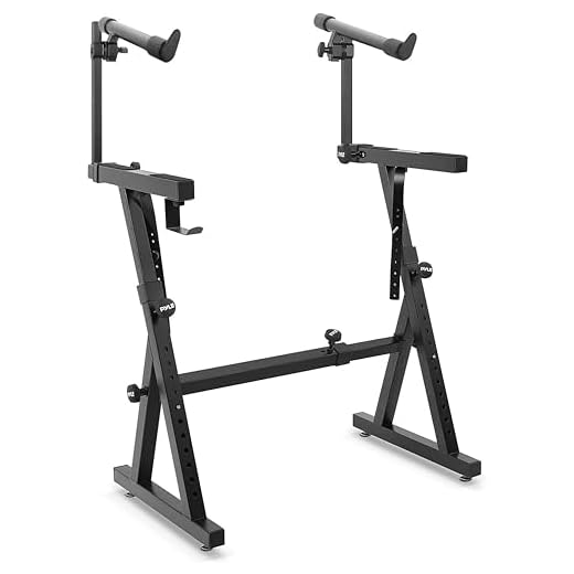 Pyle Soporte teclado piano, Universal, Estilo Z, Plegable, 2 niveles, Organo, Duradero, Resistente, Color negro