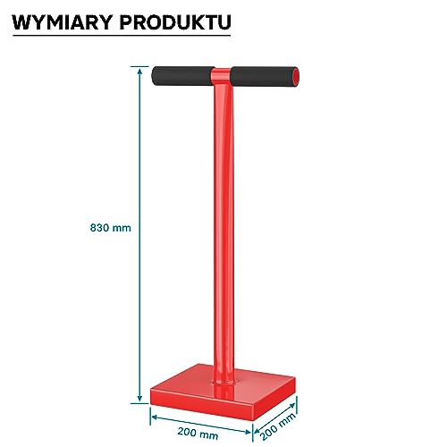 Wiltec Ręczny ubijak do ziemi z podstawą 20 x 20 cm i długością uchwytu 83 cm w kształcie litery T, zagęszczarka ze stali o wadze 11,5 kg