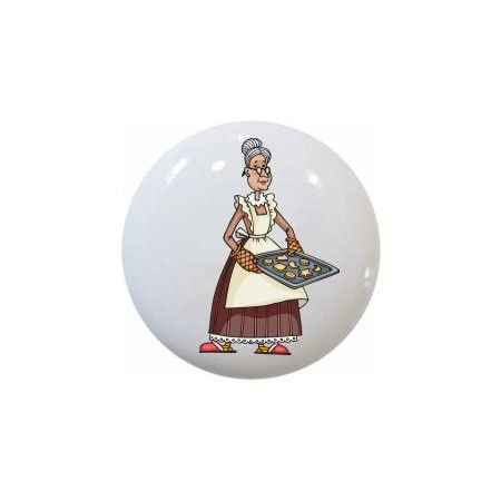 Granny Holding a Cookie Sheet with Cookies - Kitchen BA - DECORATIVE Ceramic Dresser Drawer PULLS Cabinet Cupboard KNOBS