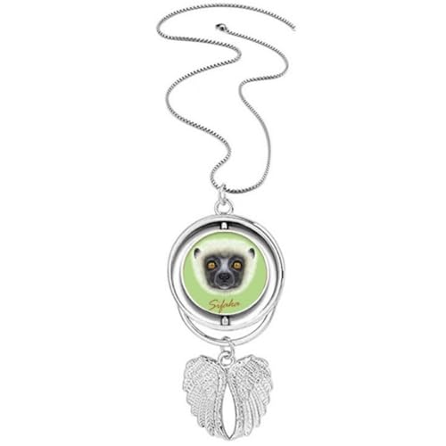 Collier singe Sifaka blanc ailes d'ange pour sublimer vos tenues d'été