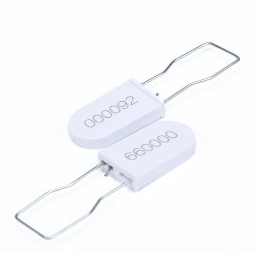 Image of Plastic Padlock Security Seals with Metal Wire Numbered Anti Tamper Tag (500, White)