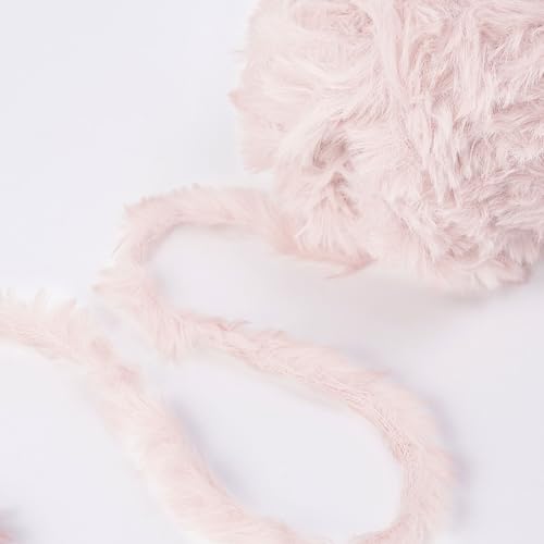Image of NICEEC Faux Fur Yarn Super Soft, Chunky & Fluffy, Eyelash Yarn for Crochet & Knitting(Total Length 210yds /10.6oz) - Pale Pink /300g