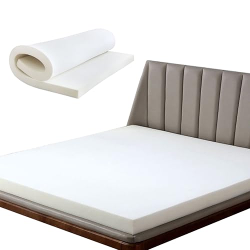 Protector de colchón de espuma de alta densidad de 8 cm de grosor, se adapta a camas individuales, dobles, king, alivio de presión, diseño sólido (150 x 200 cm)
