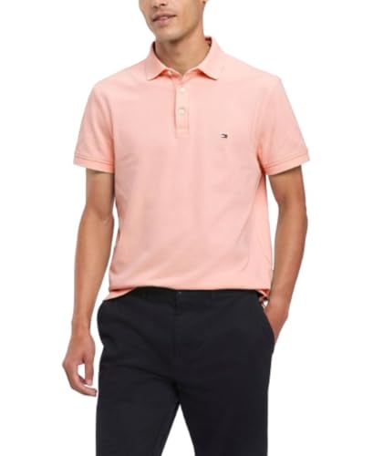 Image of Tommy Hilfiger Men's Short Sleeve Polo Shirts in Slim Fit with Stretch and Organic Pique Cotton