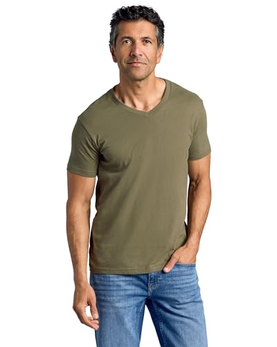 True Classic Mens V Neck T Shirts - Cotton V Neck Shirts for Men, V-Neck Mens T-Shirts and Undershirts for Men Pack/Singles, Military Green, XL