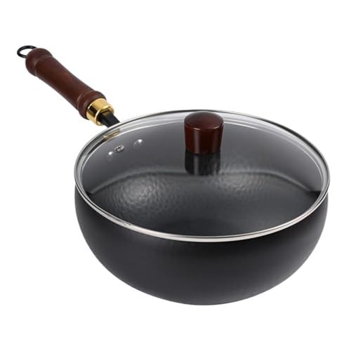 Woks de cocina, construcción de hierro pesado, tapa de sartén para freír, sartén sin revestimiento, potencial de condimento natural, para el hogar, al aire libre, restaurante, cocina