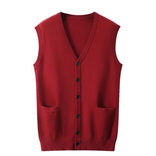 Men's Knitted Vest V-Neck Sleeveless Cardigan Sweater Business Casual Loose Waistcoat Tops