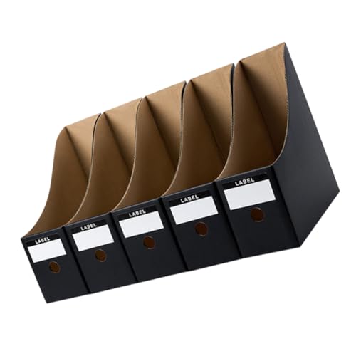HOMSFOU 5pcs File Storage Boxes for Office Organization Lightweight Kraft Holder for Documents Magazines and Stable Design Matte Finish for Desk Home Use