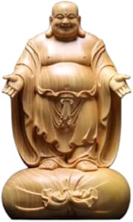 木彫り 仏像 布袋様 七福神 置物 大声で笑う布袋さん 大黒様 手作り彫刻 仏像 風水グッズ 弥勒菩薩 布袋様の置物 金運 お守り (15cm)
