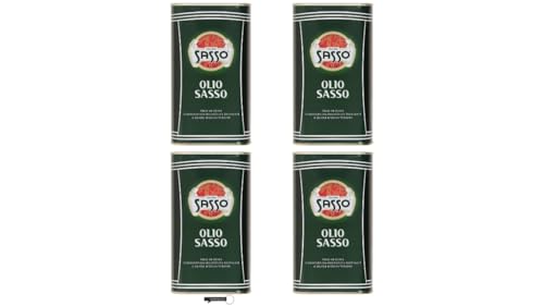 Sasso Olio Extra Vergine d'Oliva 100% Italiano, Set 4 Bottiglie da 500 ML, con Portachiavi italy shop service