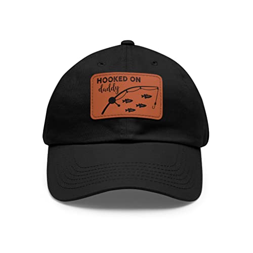Godmerch Personalized Dad Fishing Hat With Leather Patch, Custom Nickname And Kids Name Hat, Custom Leather Patch Hat, Gifts For Dad On Fathers Day, Hooked On Dad Daddy Hat, Dad Fishing Gift Hats #TOP4
