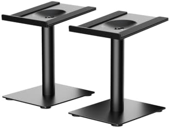 Suptek 9.38" Tall Speaker Stand Desktop Set, 7.8 x 6.5 inch Trays, Tilt, Universal Audio Holders for Computer and Bookshelf Speakers, Elevated Sound, 2 Pack, Black, SDM001TFX