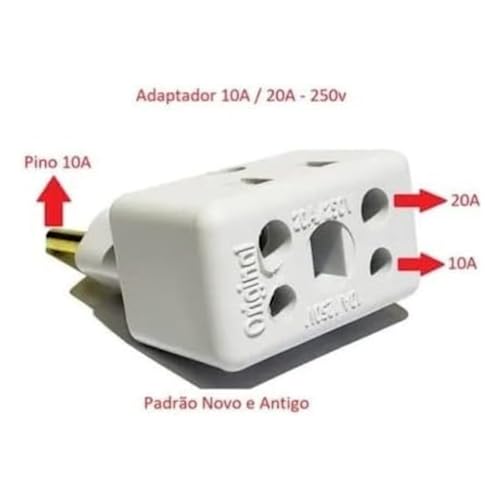 Kit 6 Adaptadores Tomadas Bob Esponja Benjamin 10A 20A Plug Pino Grosso 250v Plugue T Bivolt