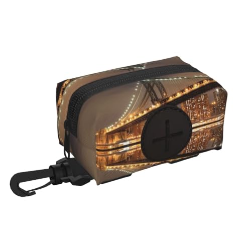 New York Manhattan Bridge Night Print Dog Poop Bag Dispenser, Wall-Mounted Dog Bag Dispenser Outdoor Or Indoor For Doggy And Pets